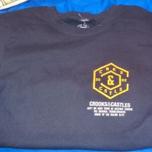 Crooks & Castles Black Tee with Logo Emblem